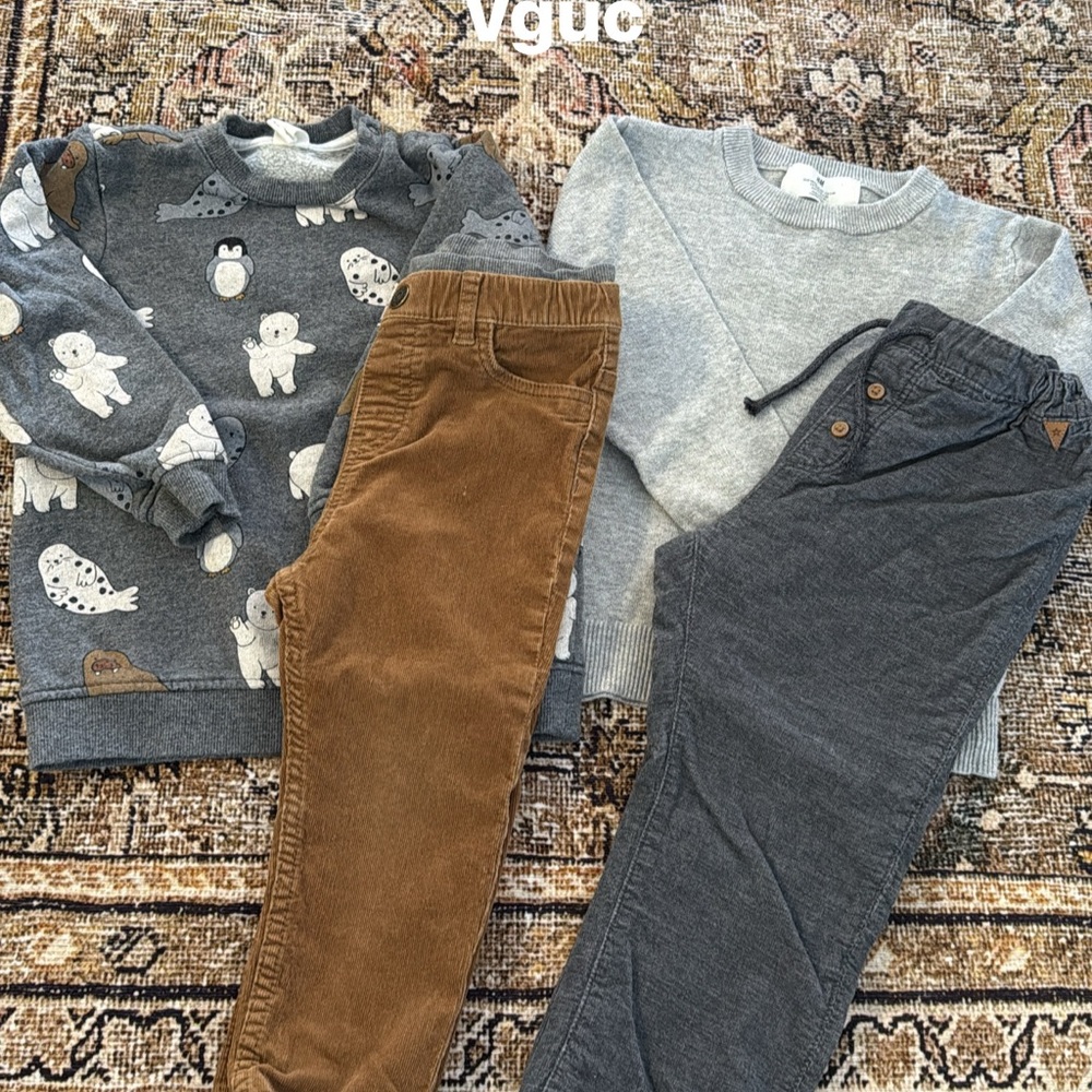 H&M Kids Corduroy and Knit Bottoms in Brown and Gray